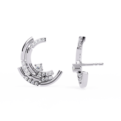 Luna Arc – Multi-Band Lab Diamond Stud Hoops in 14K Gold