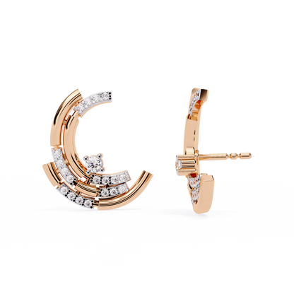 Luna Arc – Multi-Band Lab Diamond Stud Hoops in 14K Gold