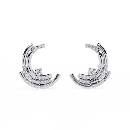 Luna Arc – Multi-Band Lab Diamond Stud Hoops in 14K Gold