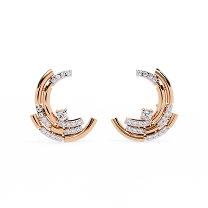 Luna Arc – Multi-Band Lab Diamond Stud Hoops in 14K Gold