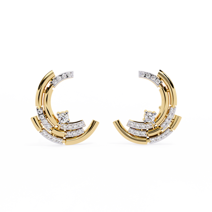 Luna Arc – Multi-Band Lab Diamond Stud Hoops in 14K Gold