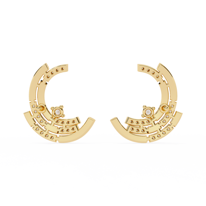 Luna Arc – Multi-Band Lab Diamond Stud Hoops in 14K Gold