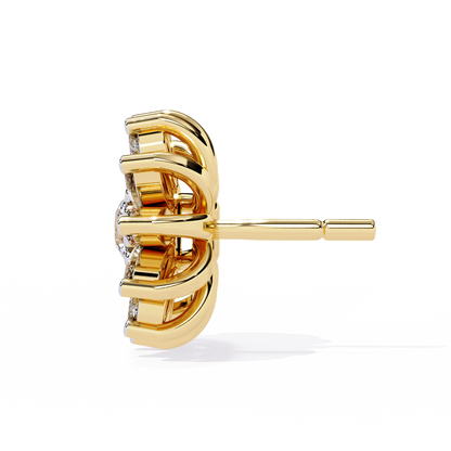 Daisy Marquise – Round & Marquise Lab Diamond Floral Stud Earrings in 14K Gold