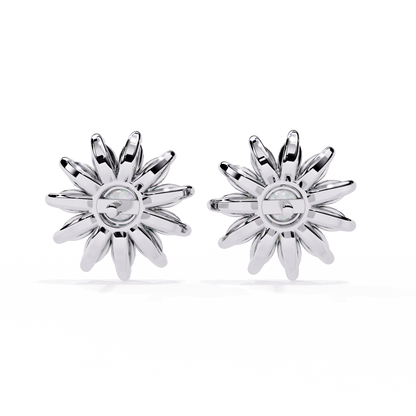 Daisy Marquise – Round & Marquise Lab Diamond Floral Stud Earrings in 14K Gold