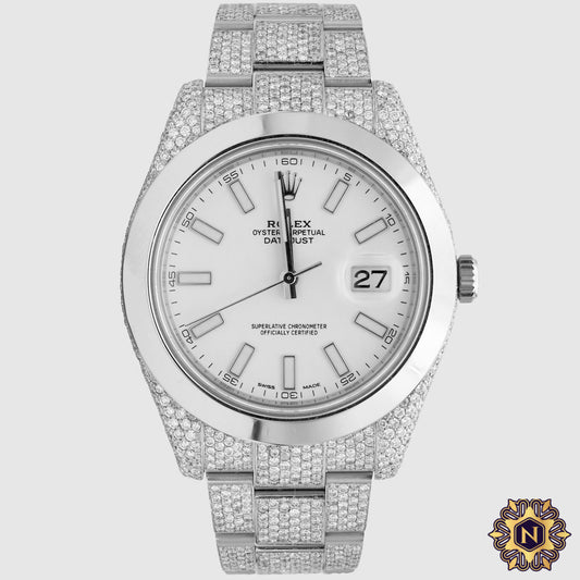 ICED OUT DATEJUST II
41MM STAINLESS STEEL WHITE DIAL
WATCH