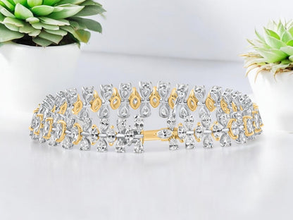 15Ct Pear & Marquise Shape
Lab Diamond Tennis Bracelet 18k Gold 7"
22grams