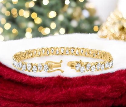 10Ct Pear Shape Diamond Tennis Bracelet Wide 14k Yellow Gold Lab
Grown