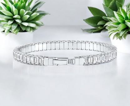 16Ct Emerald Diamond Tennis
Flexible Bangle Bracelet 14k White
Gold Lab Grown