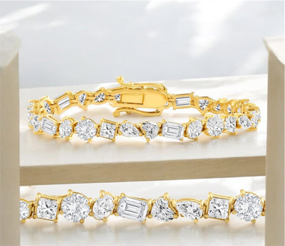 F/VS 15Ct Mixed Fancy Cut
Diamond Tennis Bracelet 14k Gold
Lab Grown 7"