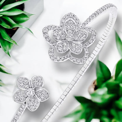 Wild Flower Open Diamond Bangle