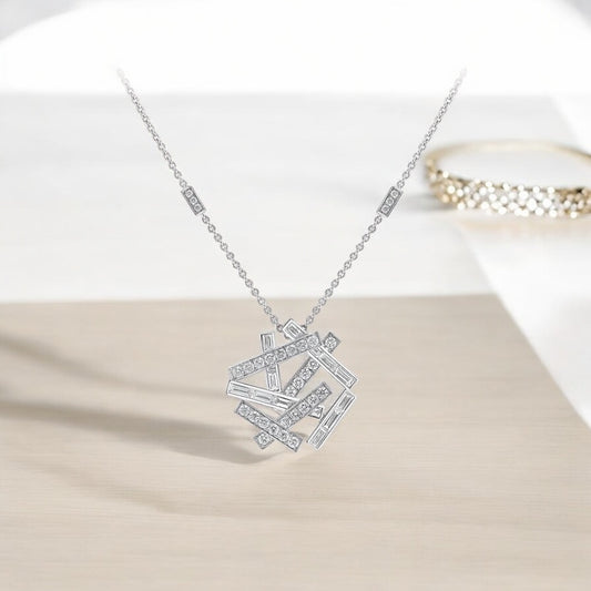 Threads Long Diamond Pendant