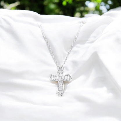 Baguette Cut Diamond Cross Pendant