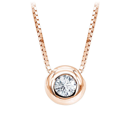 14K Gold Solitaire Round Diamond Necklace Ladies Pendant with chain 0.25ct