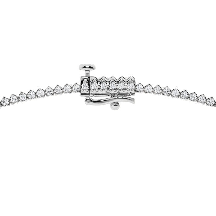 Women's Solid 14k White Gold Round Lab Grown Diamond Tennis Necklace Box Clasp F-G