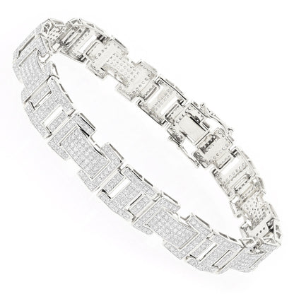 10K White Gold Men's Diamond Bracelet 3.22ct