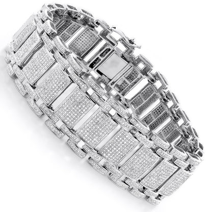 Men's Iced Out Pave Diamond Bubble Bracelet 7ct 10K Yellow Gold