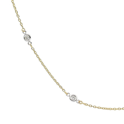 14K Yellow Gold Diamonds By the Yard Station Necklace for Women 0.5ct Adjustable