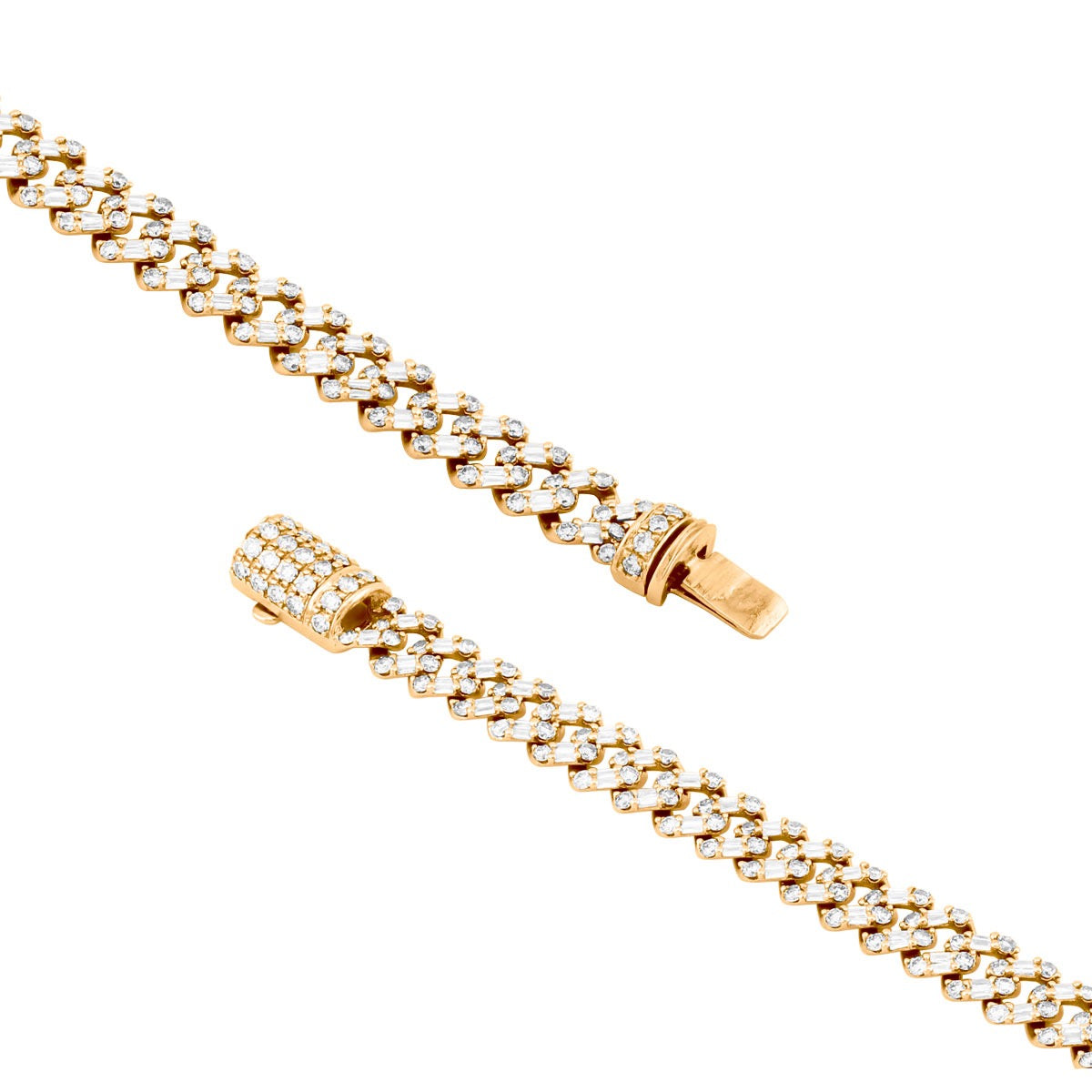 Men's 14K Yellow Gold Diamond Cuban Link Bracelet | Box Clasp | 4.5ct