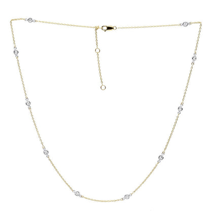 14K Yellow Gold Diamonds By the Yard Station Necklace for Women 0.5ct Adjustable