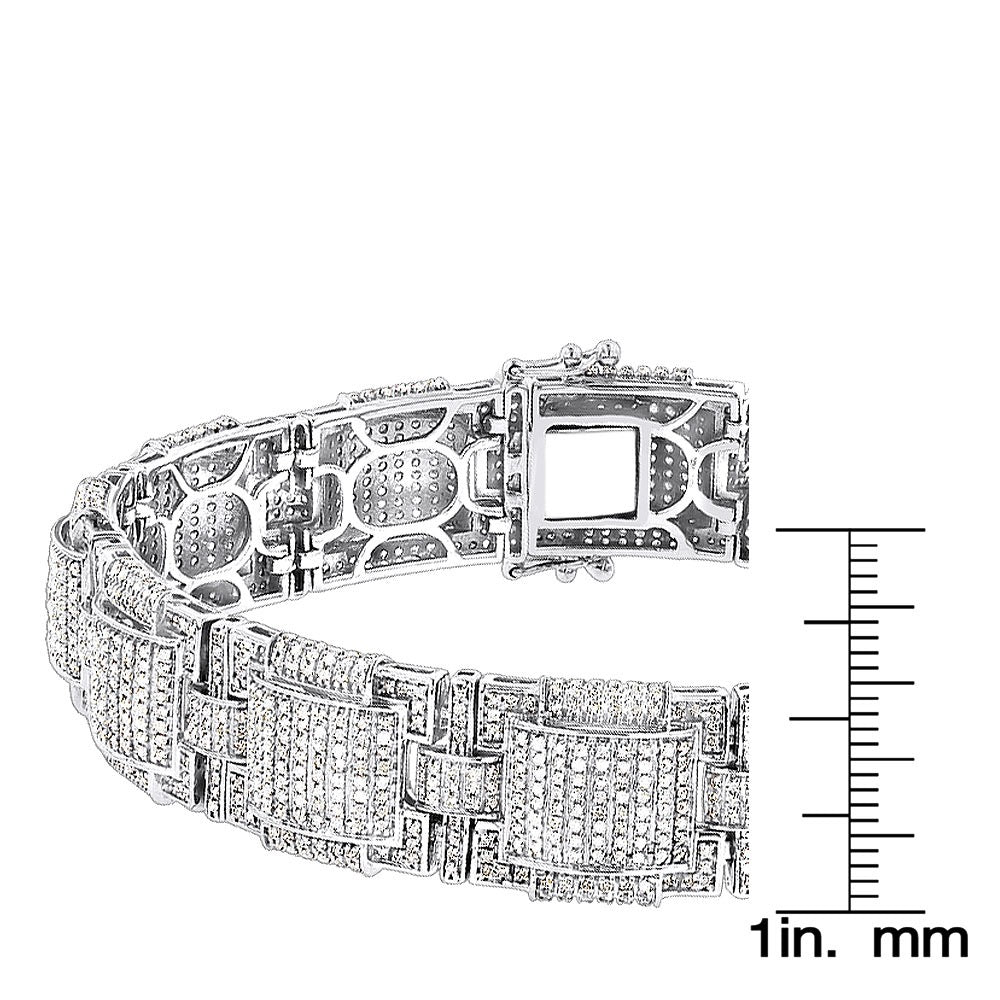 Sterling Silver Round Cut Diamond Bracelet for Men 7ct