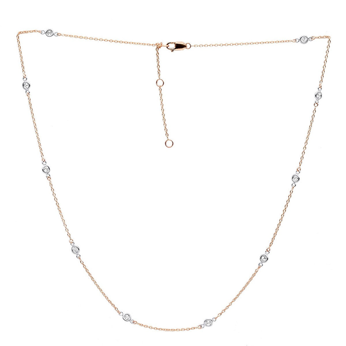 14K Yellow Gold Diamonds By the Yard Station Necklace for Women 0.5ct Adjustable