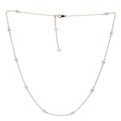 14K Yellow Gold Diamonds By the Yard Station Necklace for Women 0.5ct Adjustable