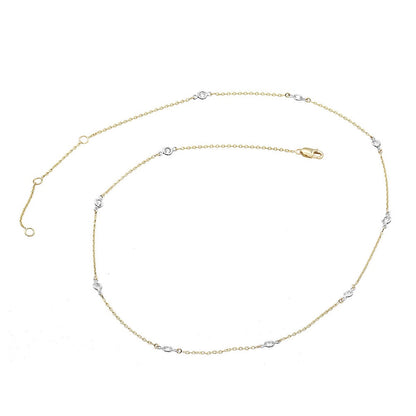 14K Yellow Gold Diamonds By the Yard Station Necklace for Women 0.5ct Adjustable