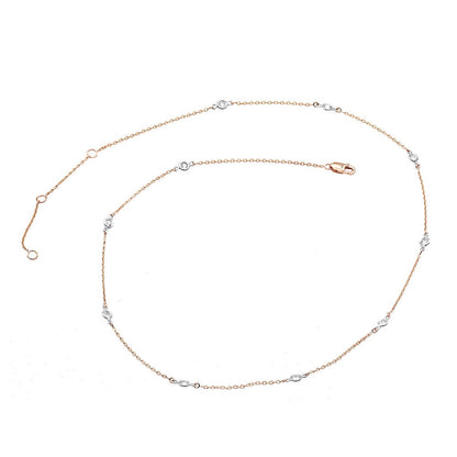 14K Yellow Gold Diamonds By the Yard Station Necklace for Women 0.5ct Adjustable