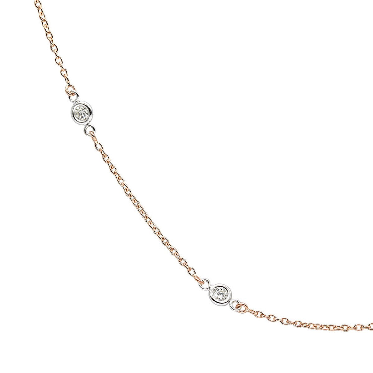 14K Yellow Gold Diamonds By the Yard Station Necklace for Women 0.5ct Adjustable