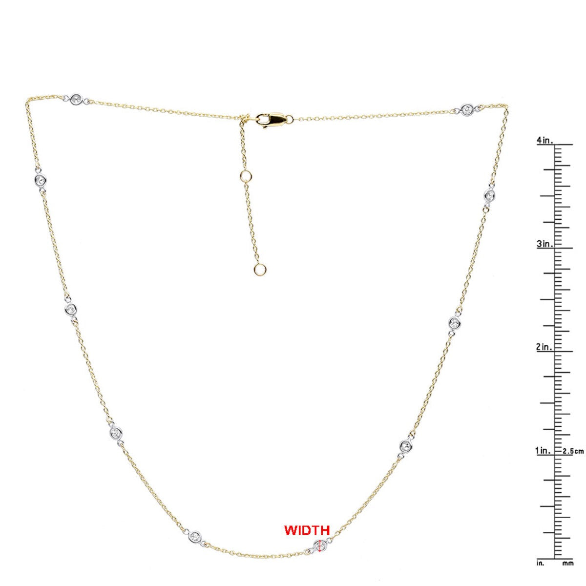 14K Yellow Gold Diamonds By the Yard Station Necklace for Women 0.5ct Adjustable