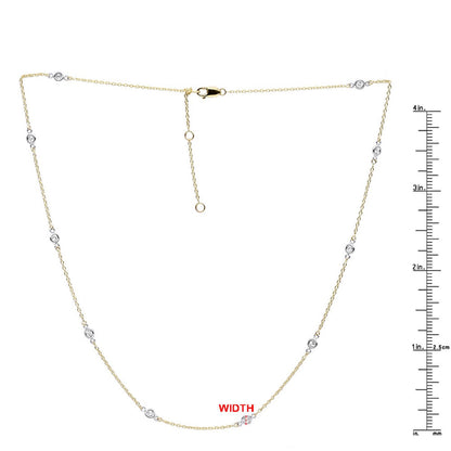 14K Yellow Gold Diamonds By the Yard Station Necklace for Women 0.5ct Adjustable