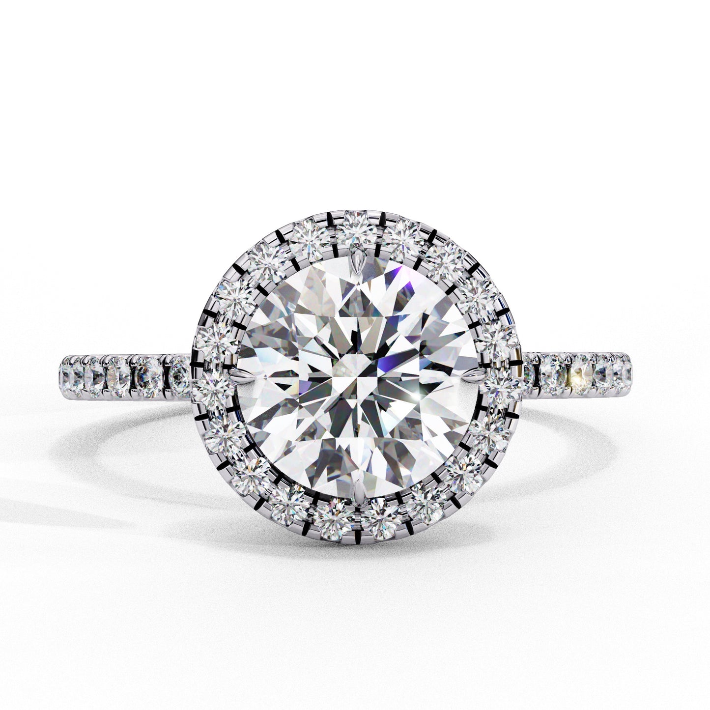 Round Solitaire Halo Ring - ( 1.5 ct Center Stone )