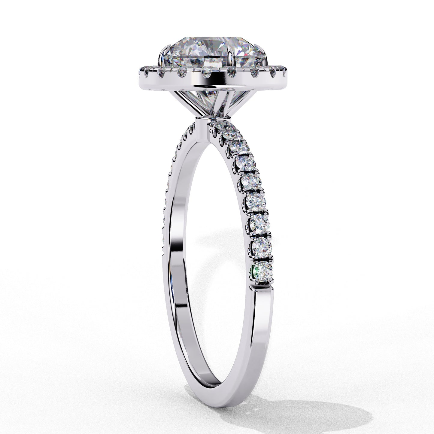 Round Solitaire Halo Ring - ( 1.5 ct Center Stone )