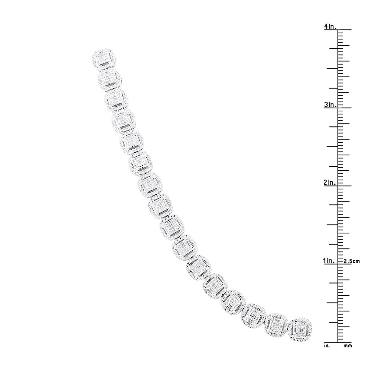 Designer 14K Gold Baguette and Round Diamond Tennis Necklace – 7ct
