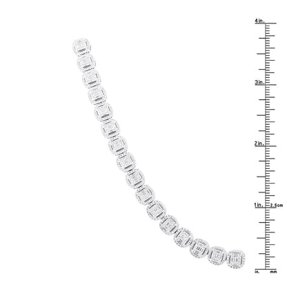 Designer 14K Gold Baguette and Round Diamond Tennis Necklace – 7ct
