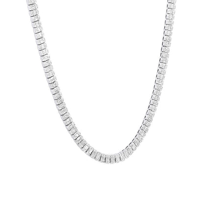 14K Yellow Gold Baguette Round Diamond Unisex Tennis Necklace 24.5ct