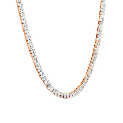 14K Yellow Gold Baguette Round Diamond Unisex Tennis Necklace 24.5ct