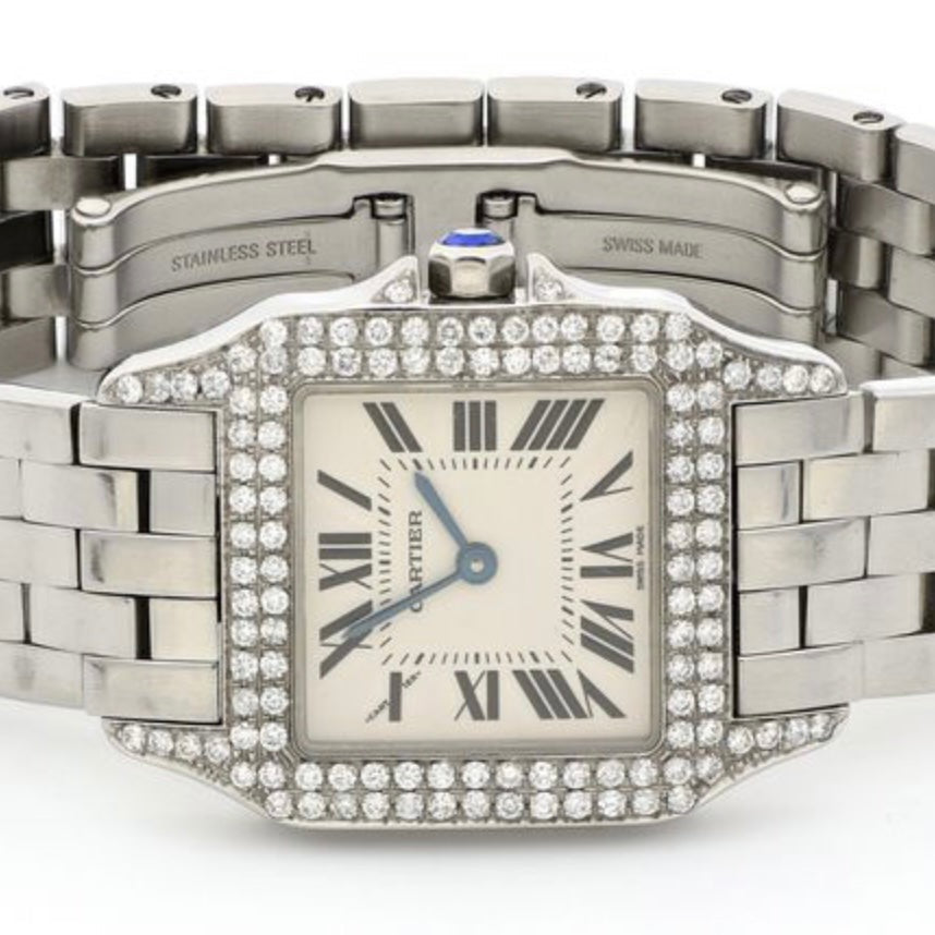 Cartier Santos Demoiselle Stainless Steel Women's Diamond Watch 26mm