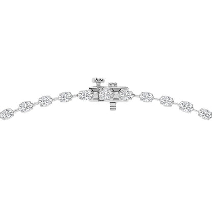 Women's Solid 14K Yellow Gold Oval Lab Grown Diamond Tennis Necklace Box Clasp VS
