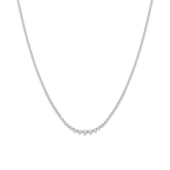 Women's Solid 14k White Gold Round Lab Grown Diamond Tennis Necklace Box Clasp F-G