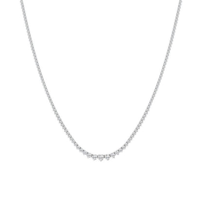 Women's Solid 14k White Gold Round Lab Grown Diamond Tennis Necklace Box Clasp F-G