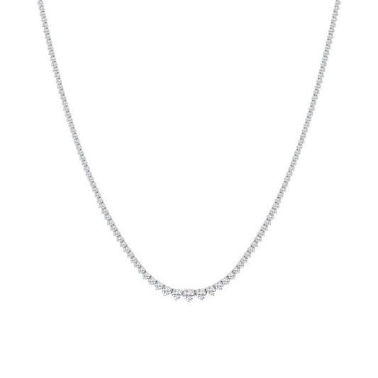 Women's Solid 14k White Gold Round Lab Grown Diamond Tennis Necklace Box Clasp F-G