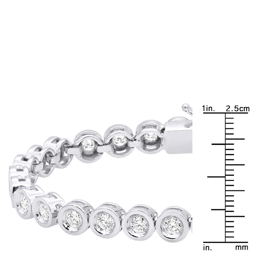 5 Carats Round Diamond Tennis Bracelet For Men & Women Bezel Setting 10K White Gold