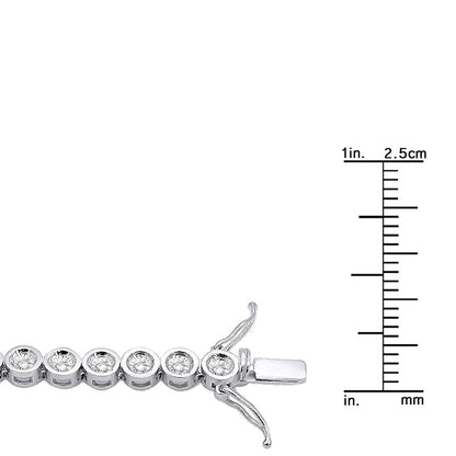 5 Carats Round Diamond Tennis Bracelet For Men & Women Bezel Setting 10K White Gold