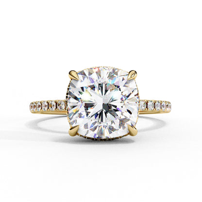 Square Cushion Solitaire Stardust Ring - ( 2 ct Center Stone )