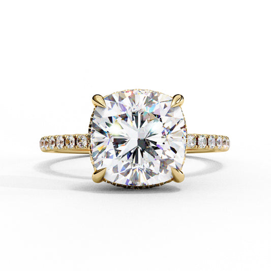 Square Cushion Solitaire Stardust Ring - ( 2 ct Center Stone )