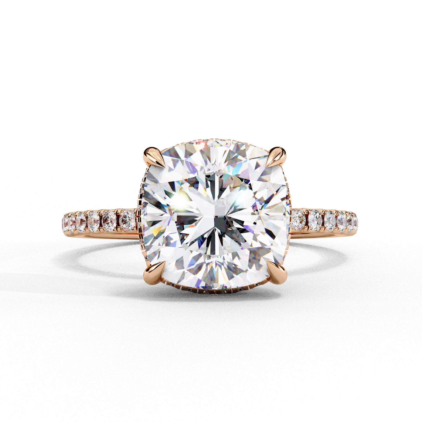 Square Cushion Solitaire Stardust Ring - ( 2 ct Center Stone )