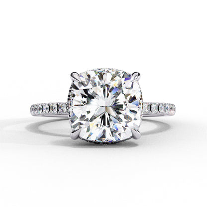 Square Cushion Solitaire Stardust Ring - ( 2 ct Center Stone )