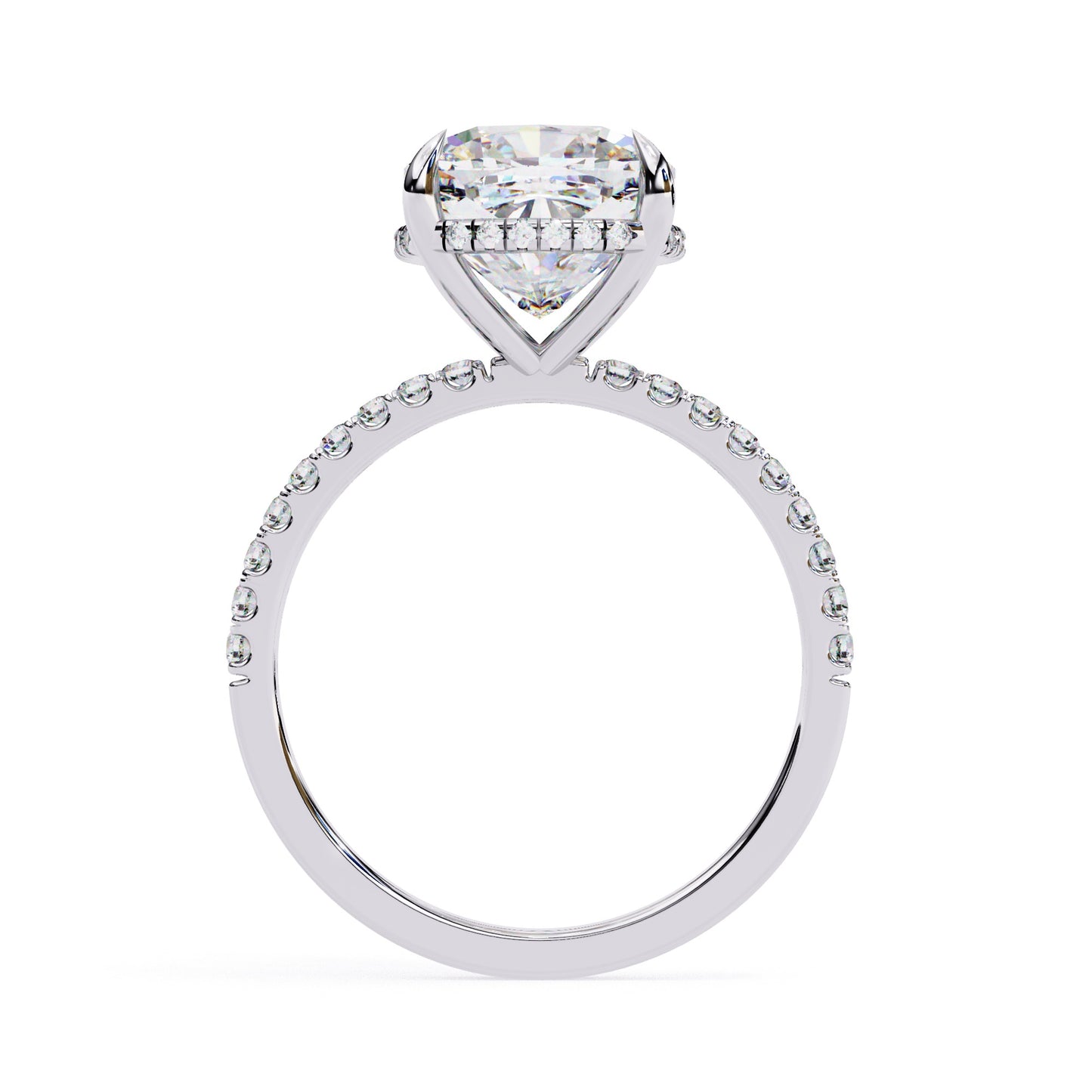 Square Cushion Solitaire Stardust Ring - ( 2 ct Center Stone )