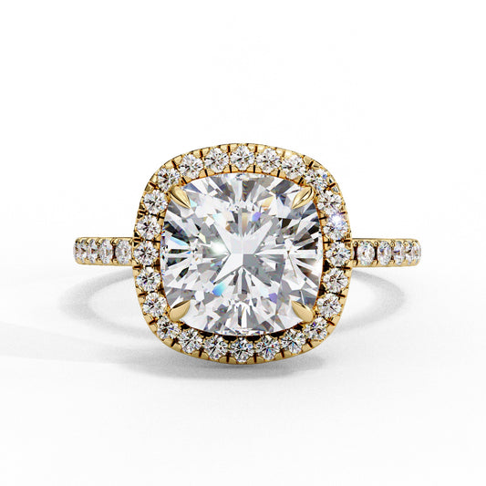 Square Cushion Halo Solitaire Ring - ( 1.20 Center Stone )